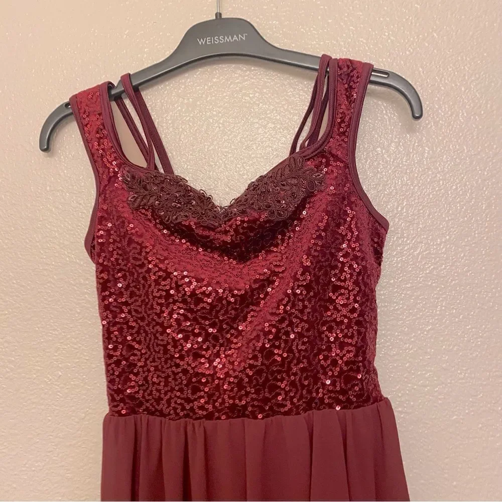WEISSMAN Dance burgundy velvet dress Costume Now I Know 14787 LC-large child